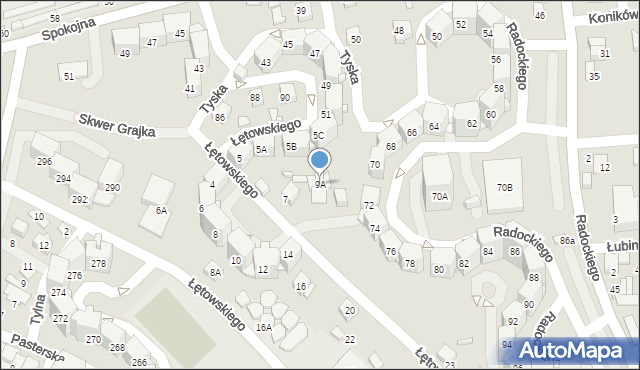 Katowice, Łętowskiego Stanisława, 9A, mapa Katowic