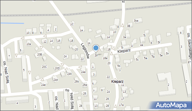 Kęty, Legionów, 1d, mapa Kęty