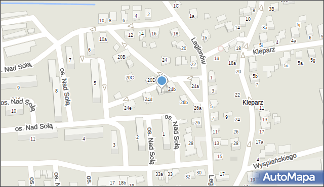 Kęty, Legionów, 24c, mapa Kęty