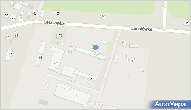 Kielce, Leśniówka, 70A, mapa Kielc