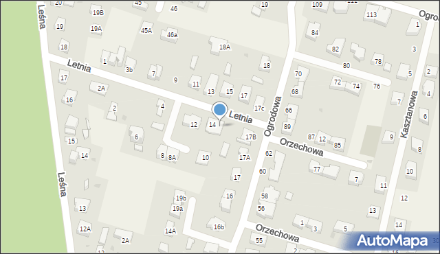 Kiełczów, Letnia, 14a, mapa Kiełczów