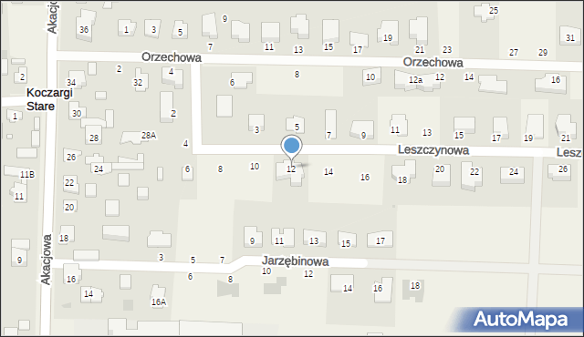 Koczargi Stare, Leszczynowa, 12, mapa Koczargi Stare