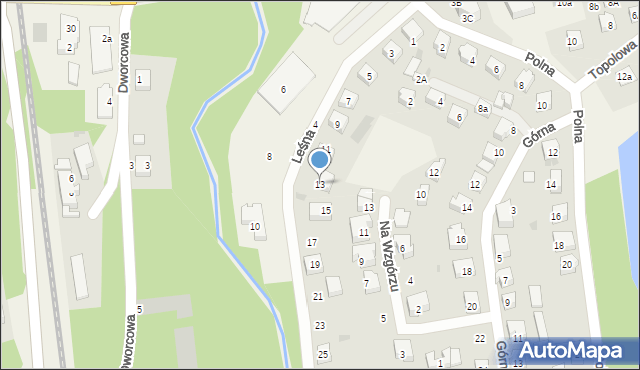 Kolbudy, Leśna, 13, mapa Kolbudy