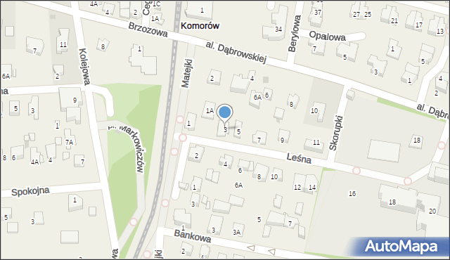 Komorów, Leśna, 3, mapa Komorów