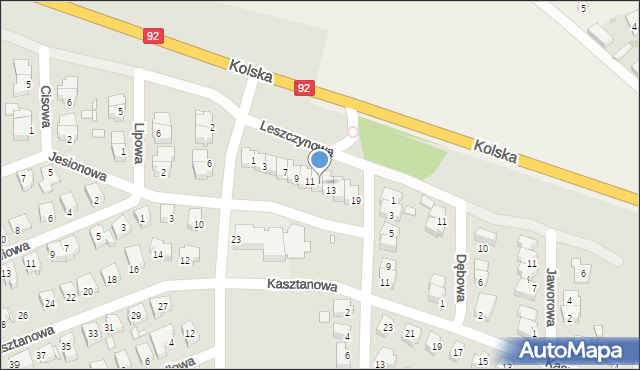 Konin, Leszczynowa, 11A, mapa Konina