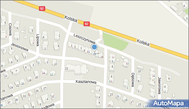 Konin, Leszczynowa, 13, mapa Konina