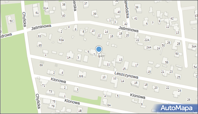 Konstancin-Jeziorna, Leszczynowa, 9, mapa Konstancin-Jeziorna