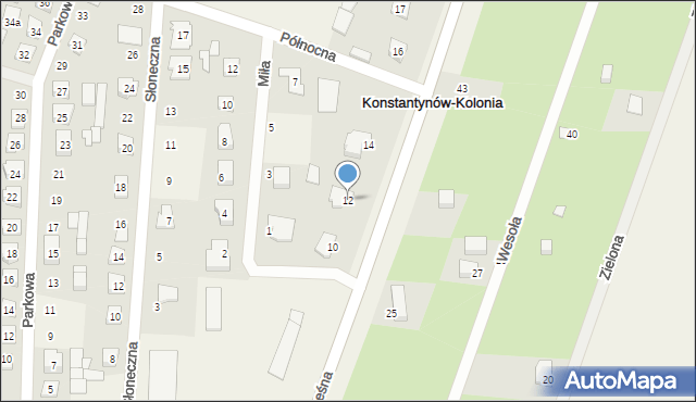 Konstantynów, Leśna, 12, mapa Konstantynów