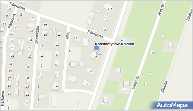 Konstantynów, Leśna, 14, mapa Konstantynów
