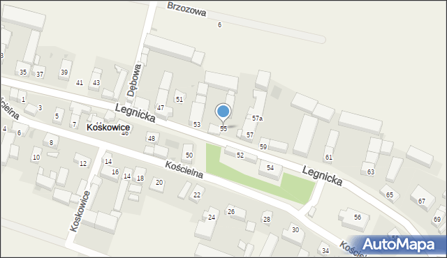 Koskowice, Legnicka, 55, mapa Koskowice