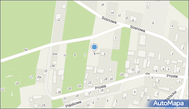 Kostrzyn, Leśna, 5, mapa Kostrzyn