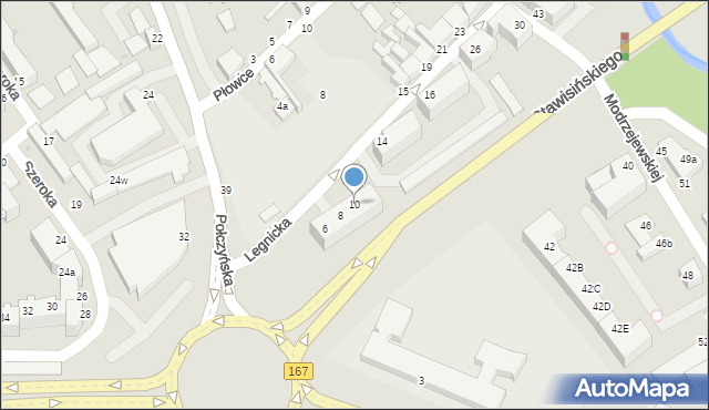 Koszalin, Legnicka, 10, mapa Koszalina