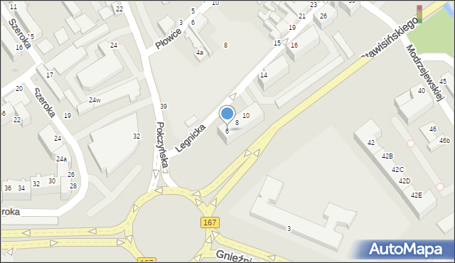 Koszalin, Legnicka, 6, mapa Koszalina