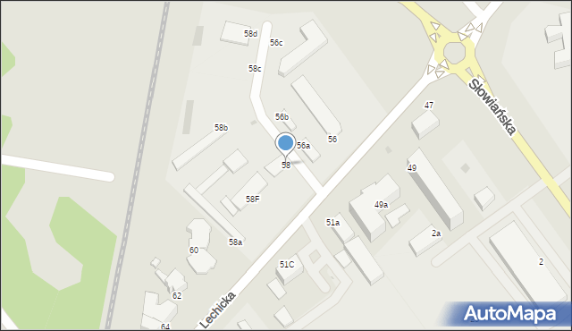 Koszalin, Lechicka, 58, mapa Koszalina