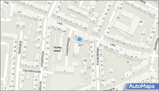 Kraków, Lea Juliusza, 14b, mapa Krakowa