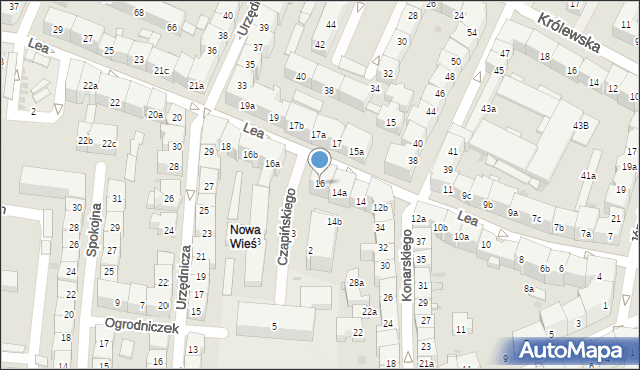 Kraków, Lea Juliusza, 16, mapa Krakowa