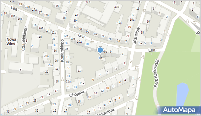 Kraków, Lea Juliusza, 8a, mapa Krakowa