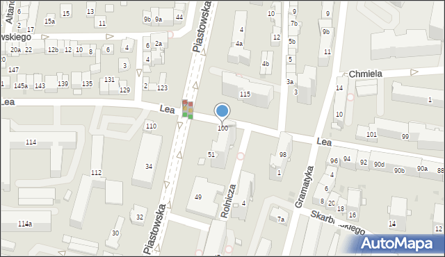 Kraków, Lea Juliusza, 100, mapa Krakowa