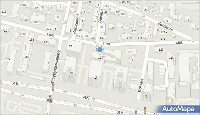 Kraków, Lea Juliusza, 124, mapa Krakowa