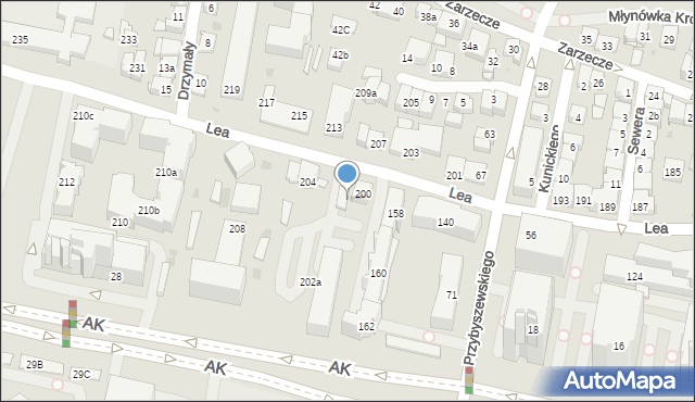 Kraków, Lea Juliusza, 202, mapa Krakowa