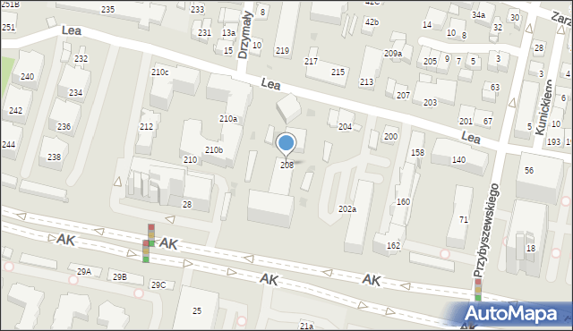 Kraków, Lea Juliusza, 208, mapa Krakowa