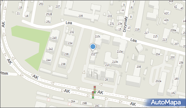 Kraków, Lea Juliusza, 212, mapa Krakowa