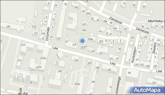 Kraków, Lea Juliusza, 213, mapa Krakowa