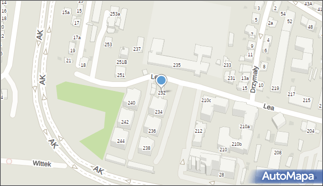 Kraków, Lea Juliusza, 232, mapa Krakowa