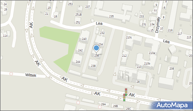 Kraków, Lea Juliusza, 236, mapa Krakowa