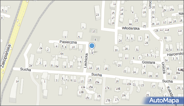 Kraków, Lechicka, 4, mapa Krakowa