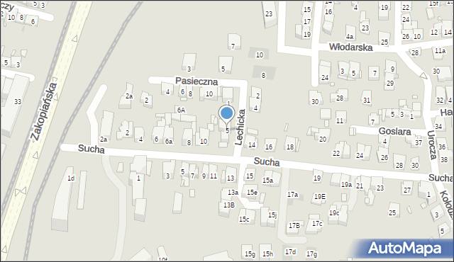 Kraków, Lechicka, 5, mapa Krakowa