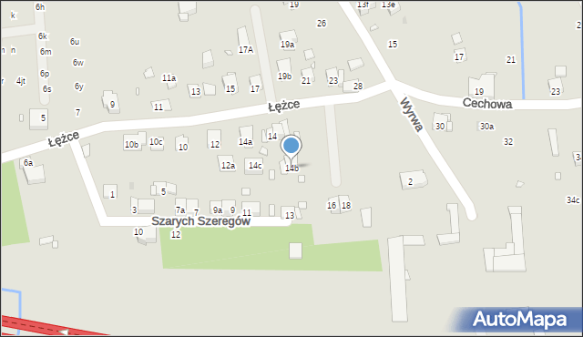 Kraków, Łężce, 14b, mapa Krakowa