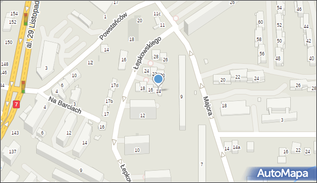 Kraków, Łepkowskiego Józefa, 14, mapa Krakowa