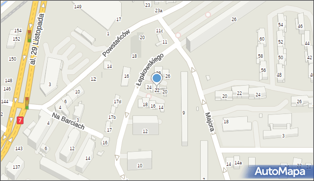 Kraków, Łepkowskiego Józefa, 22, mapa Krakowa