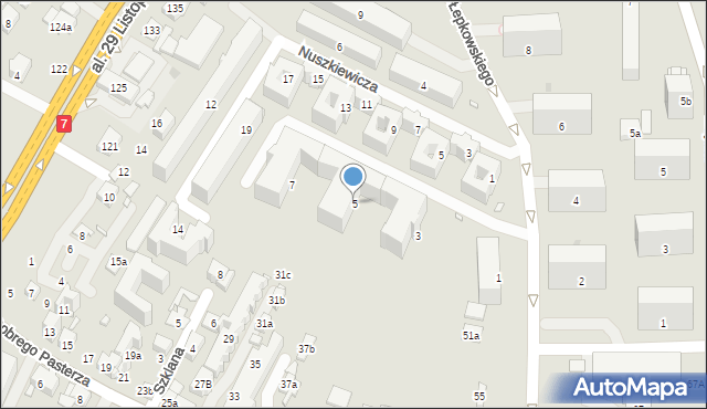 Kraków, Łepkowskiego Józefa, 5, mapa Krakowa