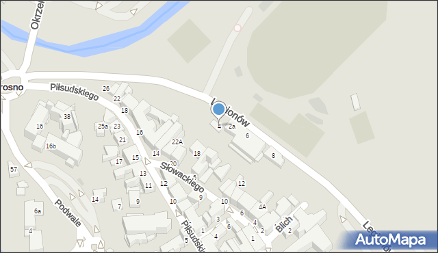 Krosno, Legionów, 4, mapa Krosna