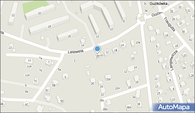 Krosno, Lelewela Joachima, 1D, mapa Krosna