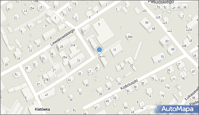 Krosno, Lewakowskiego Augusta, 13, mapa Krosna