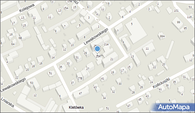Krosno, Lewakowskiego Augusta, 25A, mapa Krosna