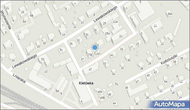 Krosno, Lewakowskiego Augusta, 27a, mapa Krosna