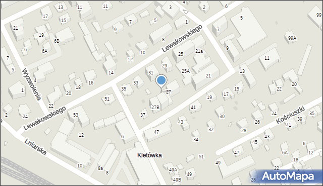 Krosno, Lewakowskiego Augusta, 27c, mapa Krosna