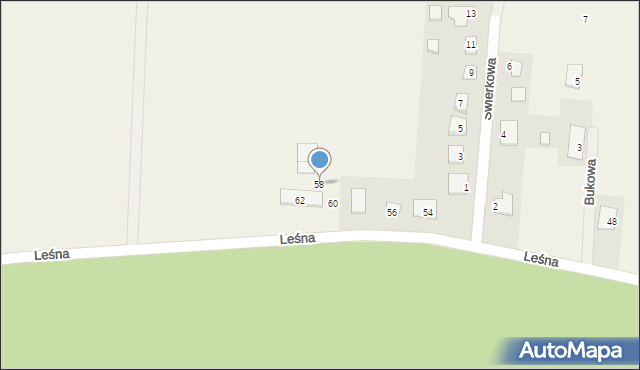 Kruszyn, Leśna, 58, mapa Kruszyn