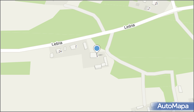 Krzaki, Leśna, 1, mapa Krzaki