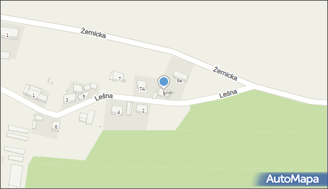 Krzyżowice, Leśna, 9, mapa Krzyżowice