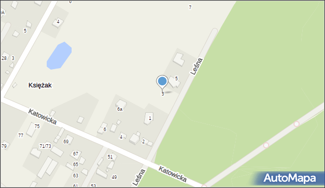 Księżak, Leśna, 3, mapa Księżak