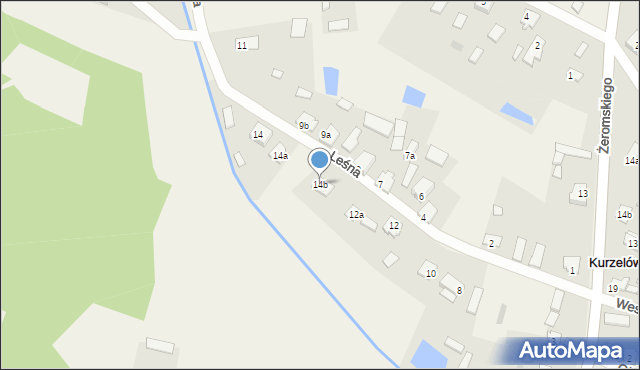 Kurzelów, Leśna, 14b, mapa Kurzelów