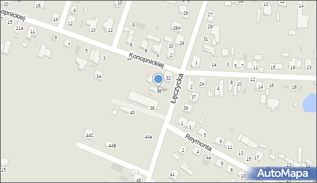 Kutno, Łęczycka, 36, mapa Kutno