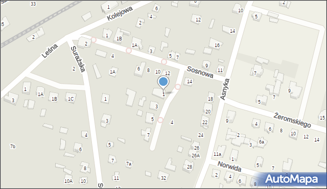 Łapy, Lenartowicza Teofila Aleksandra, 1, mapa Łapy