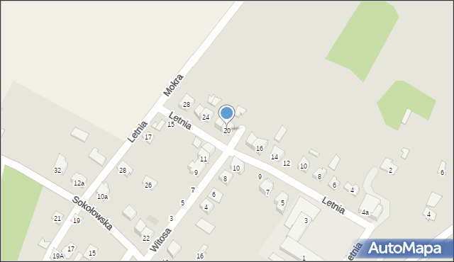 Łapy, Letnia, 20, mapa Łapy