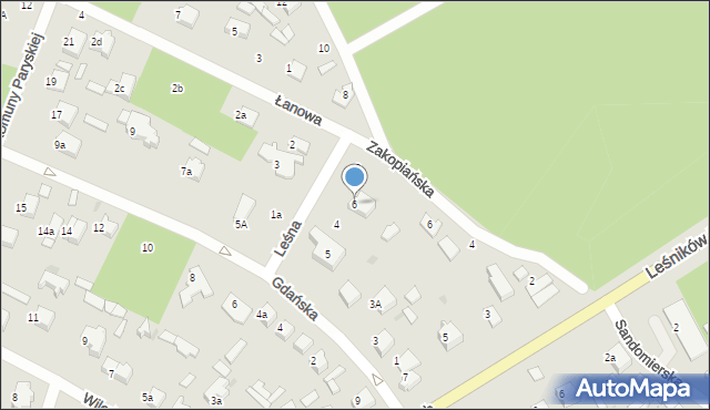 Łask, Leśna, 6, mapa Łask